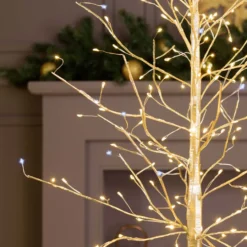 Albero luminoso Tiglio champagne 0,9 m, 240 microled bianco caldo e bianco freddo, uso interno