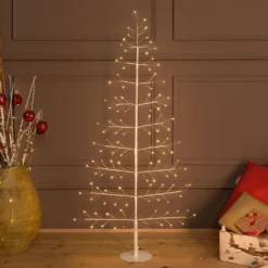Albero Ramo di Tiglio bianco 2D h 1,2 m, 114 microled, bianco caldo, uso interno