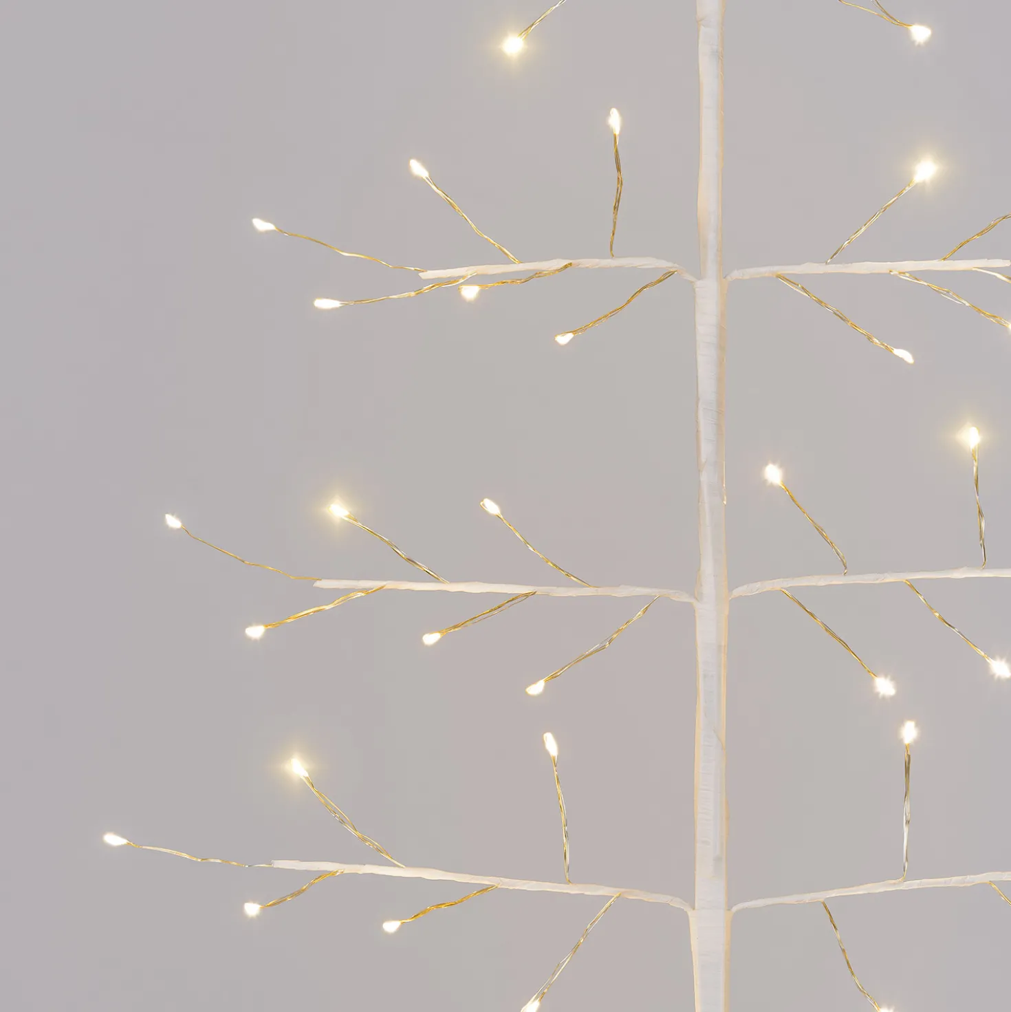 Albero Ramo di Tiglio bianco 2D h 1,2 m, 114 microled, bianco caldo, uso interno