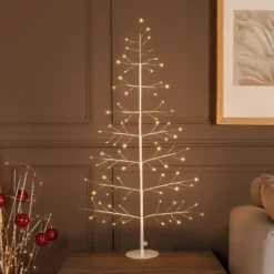 Albero Ramo di Tiglio bianco 2D h 0,9 m, 78 microled, bianco caldo, uso interno