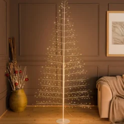 Albero Ramo di Tiglio bianco 2D h 2,1 m, 348 microled, bianco caldo, uso interno