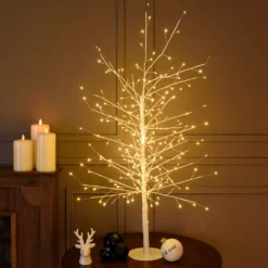 Albero Ramo di Tiglio bianco h 0,9 m, 240 microled bianco caldo, uso interno