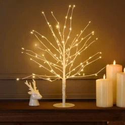 Albero Ramo di Tiglio bianco h 0,45 m, 108 microled bianco caldo, uso interno