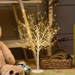 Albero Ramo luminoso Leccio bianco 0,9 m, 240 microled bianco caldo