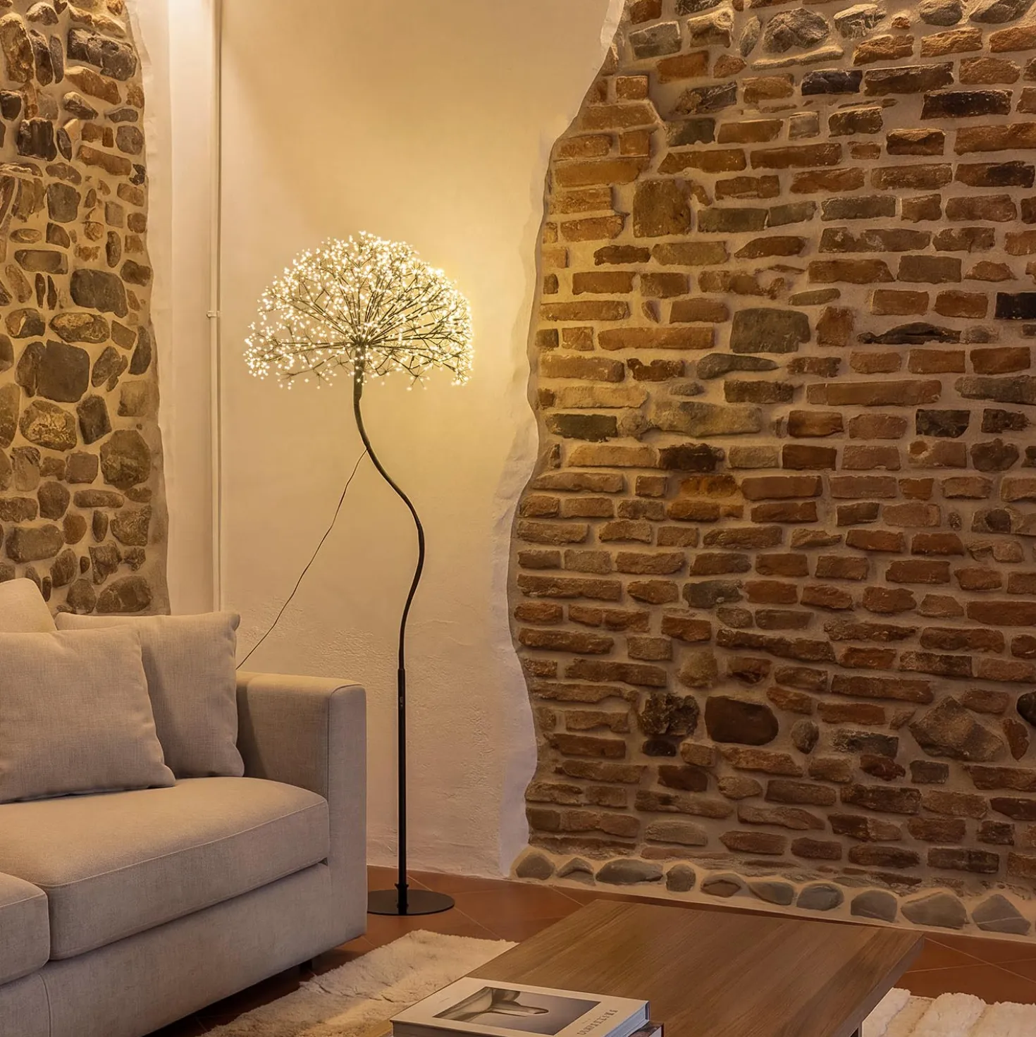 Albero Ramo sfera RICCO nero, h 160 cm, 1350 microled bianco caldo, uso interno