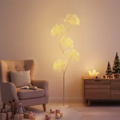 Albero Ramo 5 sfere RICCO bianco, h 1,7 m, 1800 microled bianco caldo, uso interno