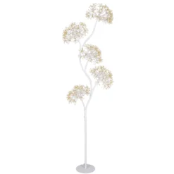 Albero Ramo 5 sfere RICCO bianco, h 1,7 m, 1800 microled bianco caldo, uso interno