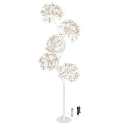 Albero Ramo 5 sfere RICCO bianco, h 1,2 m, 1200 microled bianco caldo, uso interno