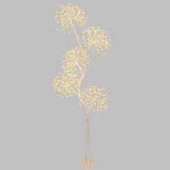 Albero Ramo 5 sfere RICCO bianco, h 1,2 m, 1200 microled bianco caldo, uso interno