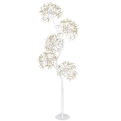 Albero Ramo 5 sfere RICCO bianco, h 1,2 m, 1200 microled bianco caldo, uso interno