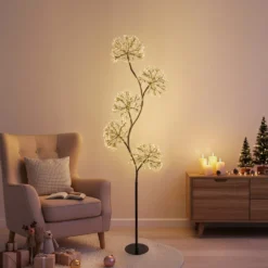 Albero Ramo 5 sfere RICCO nero, h 1,7 m, 1800 microled bianco caldo, uso interno