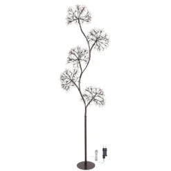 Albero Ramo 5 sfere RICCO nero, h 1,2 m, 1200 microled bianco caldo, uso interno