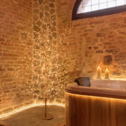 Albero Ramo Tiglio oro rosa h 1,7 m, 784 microled bianco caldo, uso interno