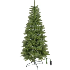 Albero Slim in finto pino 180 cm, 300 led integrati bianco caldo