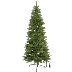 Albero Slim in finto pino 210 cm, 400 led integrati bianco caldo