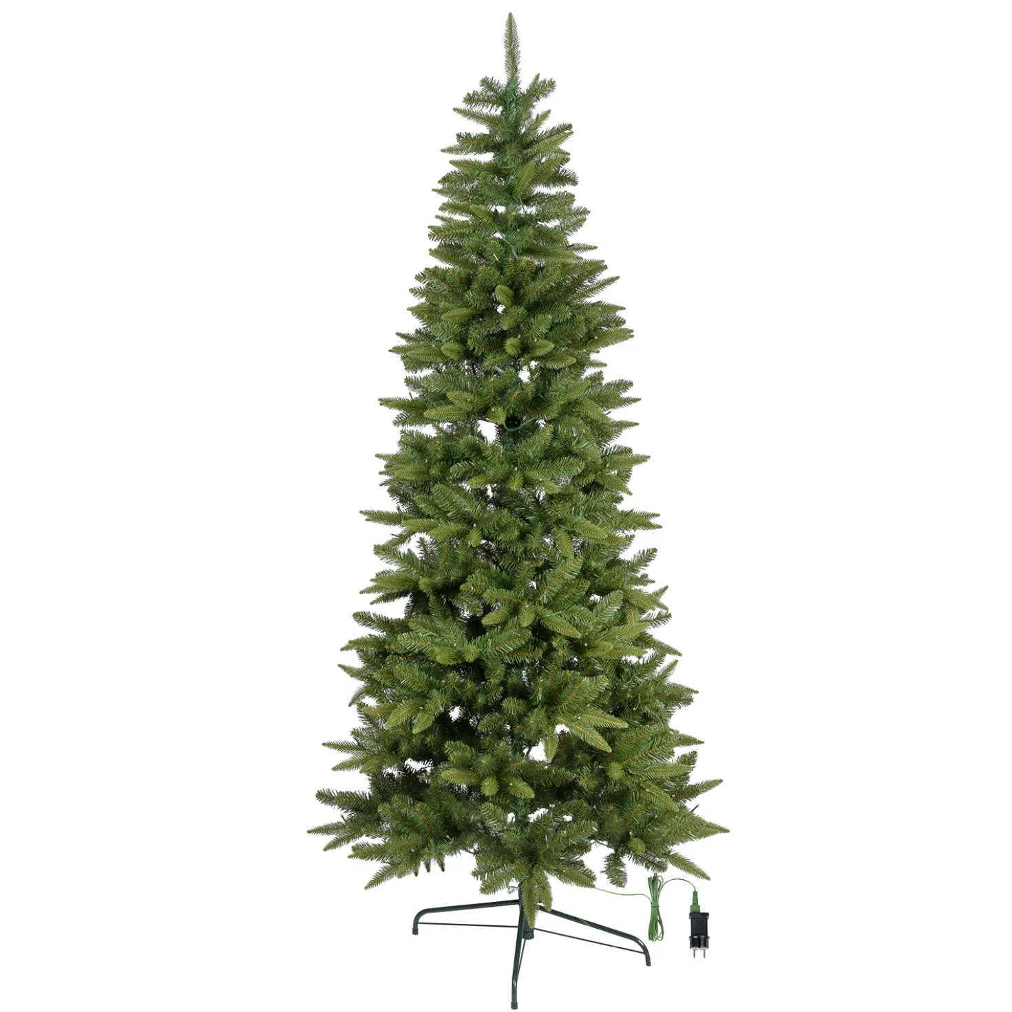 Albero Slim in finto pino 210 cm, 400 led integrati bianco caldo