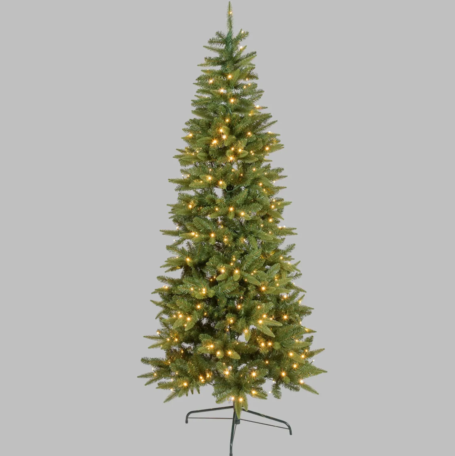 Albero Slim in finto pino 210 cm, 400 led integrati bianco caldo