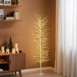Albero Slim Ramo di Tiglio bianco h 1,4 m, 1080 microled bianco caldo, uso interno