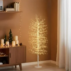 Albero Slim Ramo di Tiglio bianco h 1,1 m, 792 microled bianco caldo, uso interno