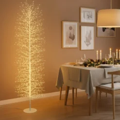 Albero Slim Ramo di Tiglio bianco h 2 m, 1656 microled bianco caldo, uso interno