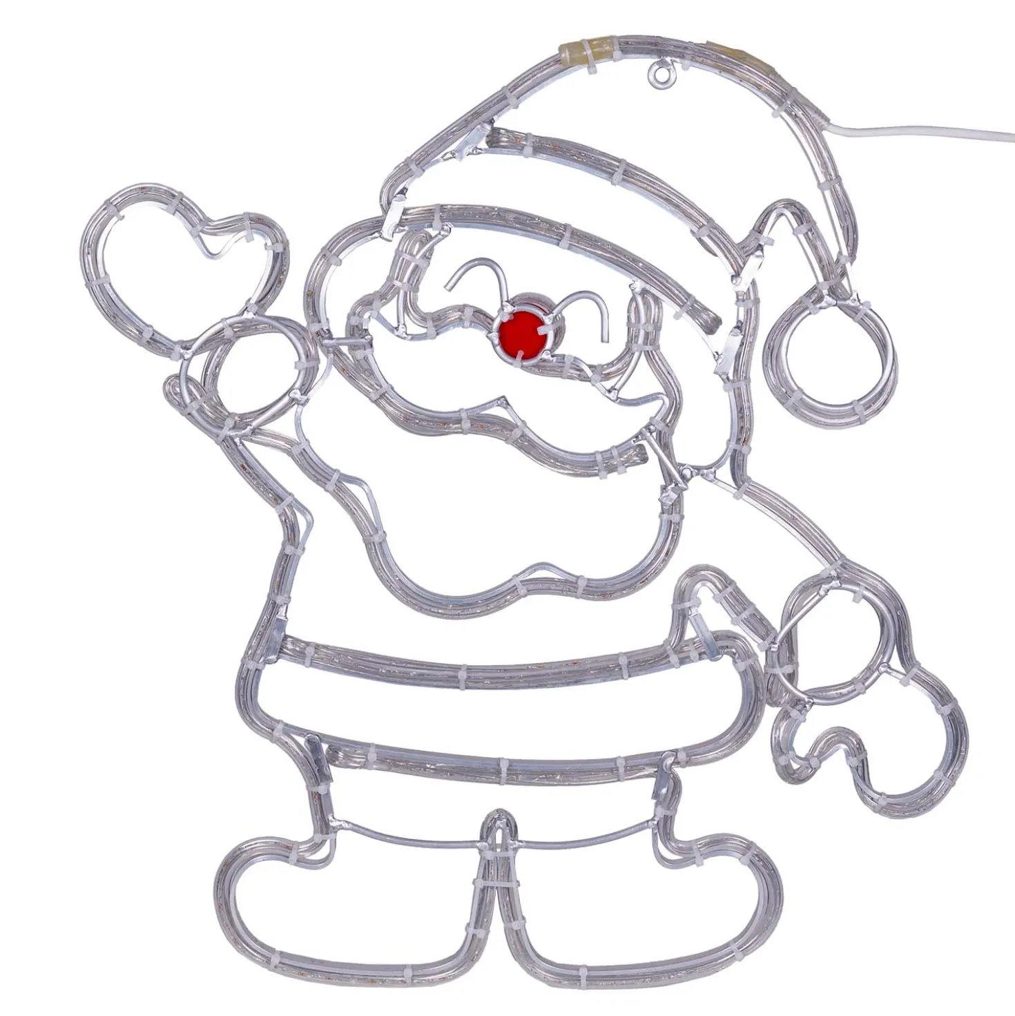 Babbo Natale in tubo luminoso, h 65 cm, 283 led bianco freddo e rossi