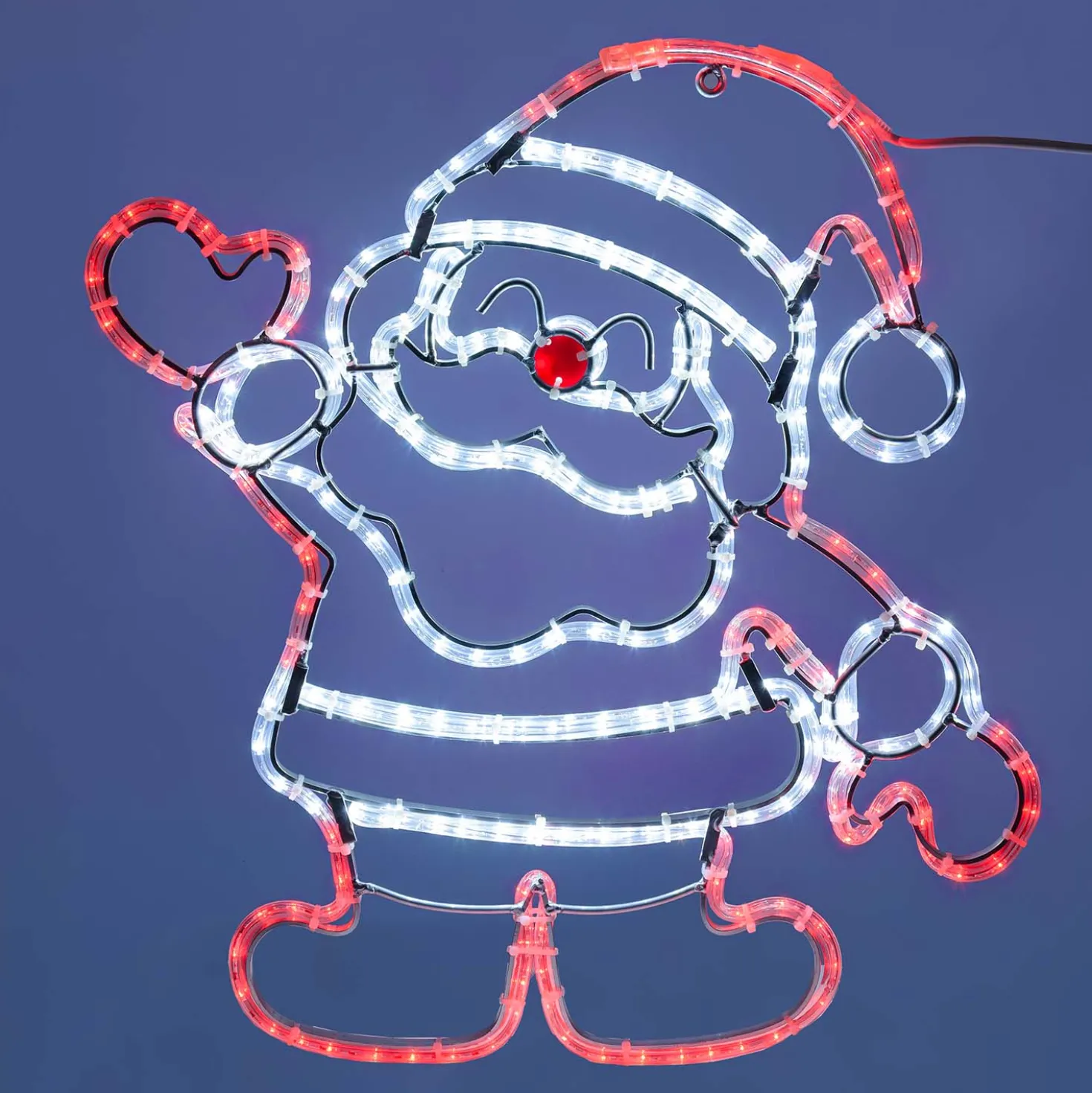 Babbo Natale in tubo luminoso, h 65 cm, 283 led bianco freddo e rossi