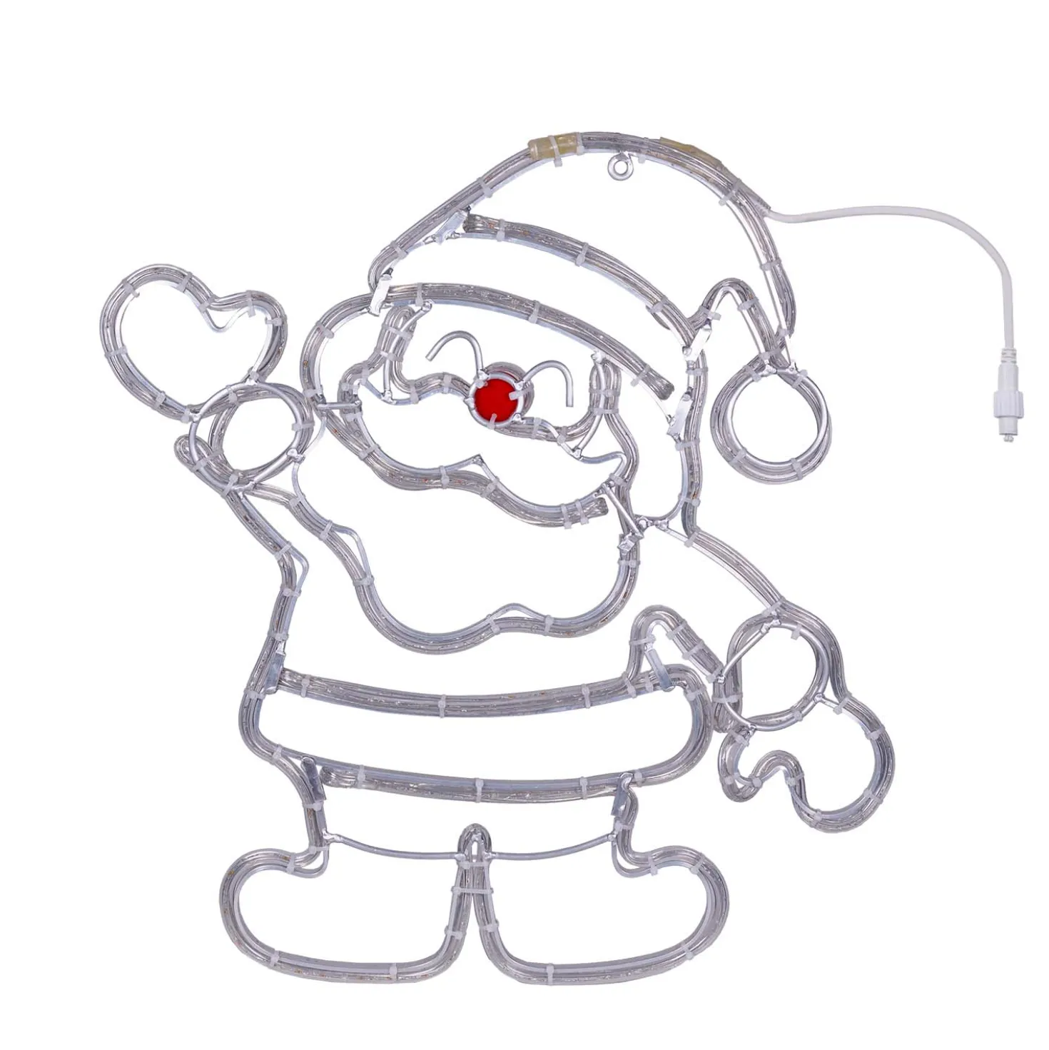 Babbo Natale in tubo luminoso, h 65 cm, 283 led bianco freddo e rossi