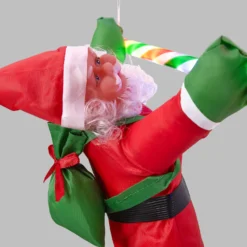 Babbo Natale su scala luminosa, h 200 cm, Dual LED bianco caldo e multicolor