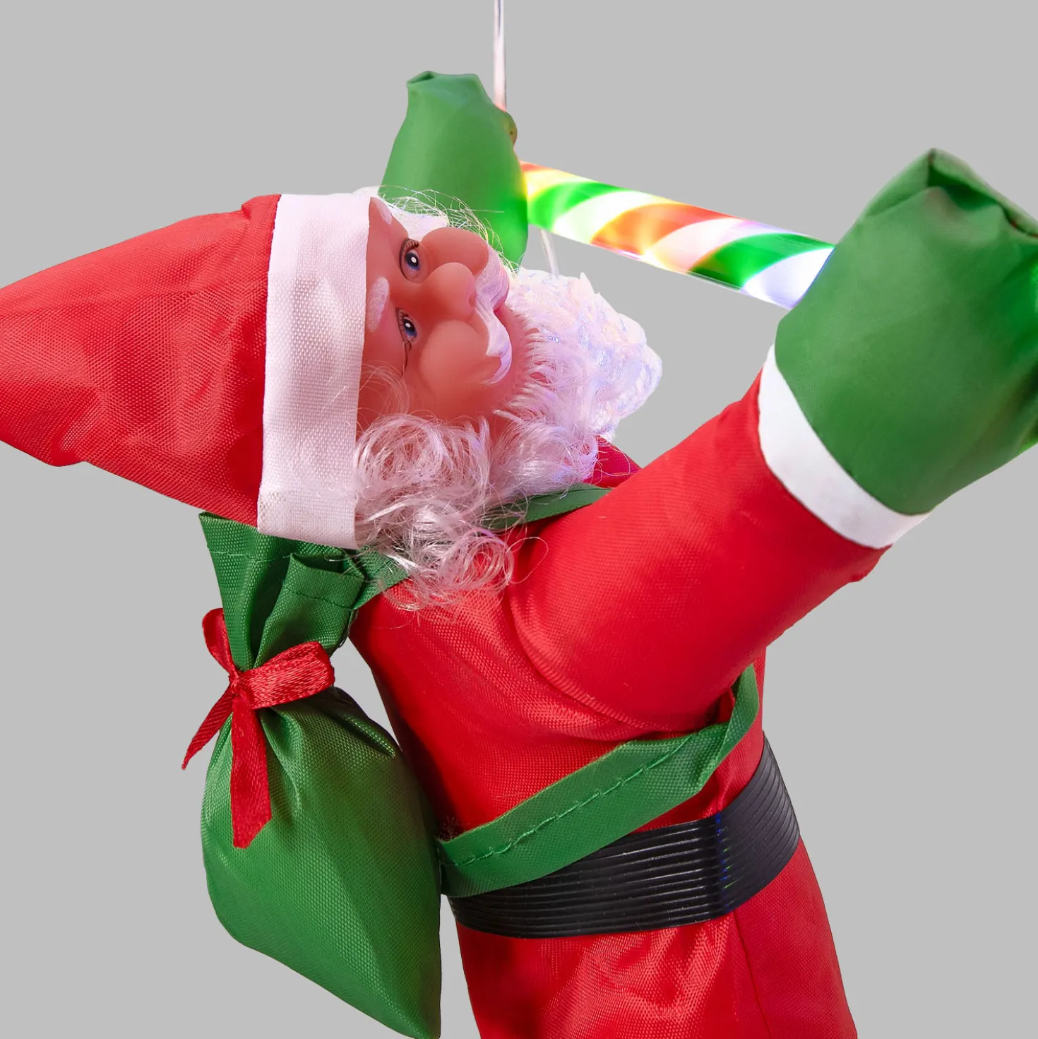 Babbo Natale su scala luminosa, h 200 cm, Dual LED bianco caldo e multicolor
