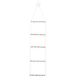 Babbo Natale su scala luminosa, h 200 cm, Dual LED bianco caldo e multicolor