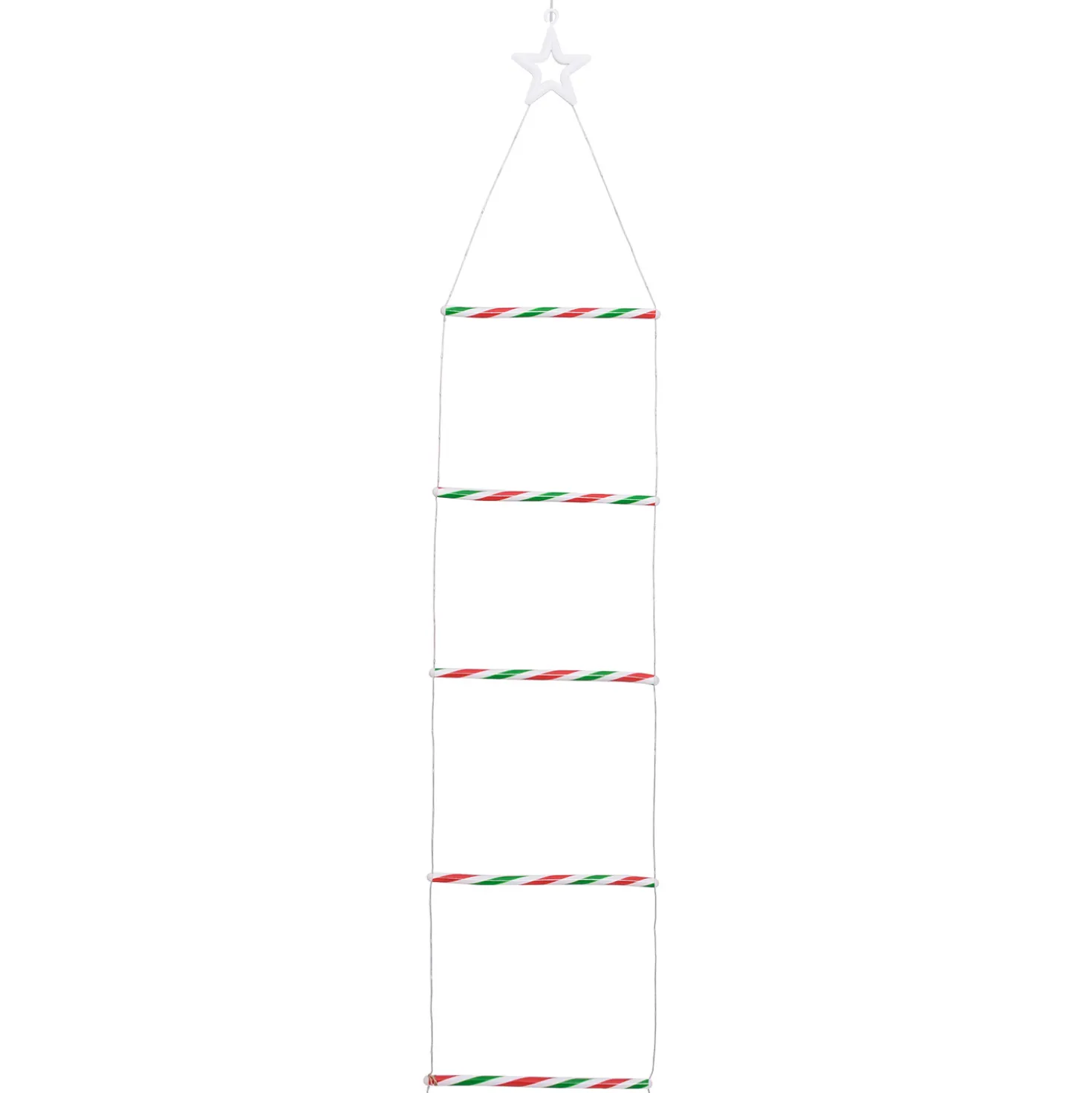 Babbo Natale su scala luminosa, h 200 cm, Dual LED bianco caldo e multicolor