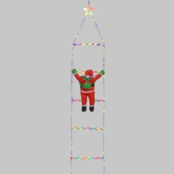 Babbo Natale su scala luminosa, h 200 cm, Dual LED bianco caldo e multicolor