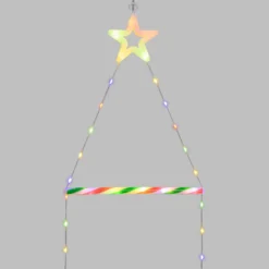 Babbo Natale su scala luminosa, h 200 cm, Dual LED bianco caldo e multicolor