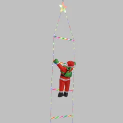 Babbo Natale su scala luminosa, h 200 cm, Dual LED bianco caldo e multicolor