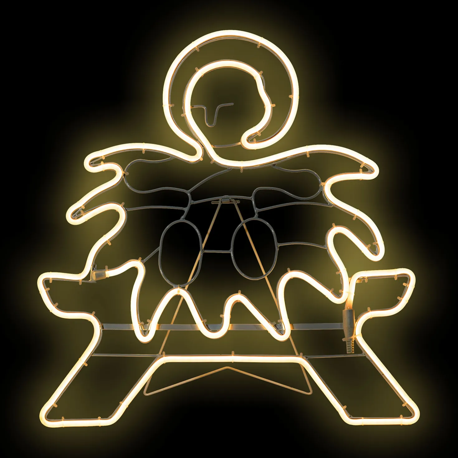 Bambino Gesù in tubo effetto neon led bianco caldo