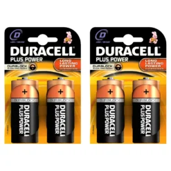 4 batterie D Duracell Plus Power (torcia)