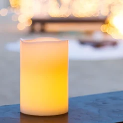 Candela avorio h 15 cm, led bianco caldo