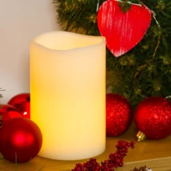 Candela avorio h 15 cm, led bianco caldo