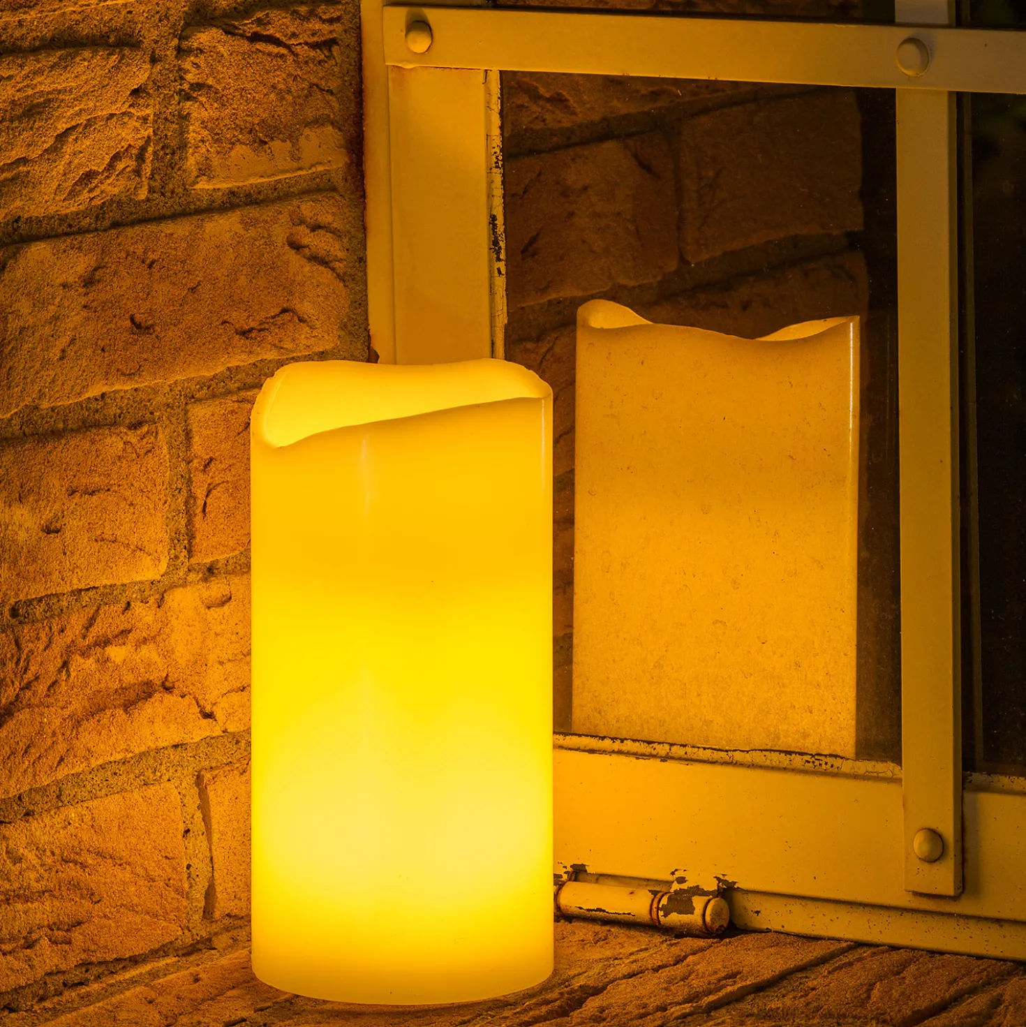 Candela avorio h 20 cm, led bianco caldo