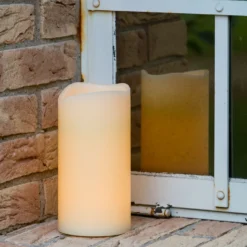 Candela avorio h 20 cm, led bianco caldo