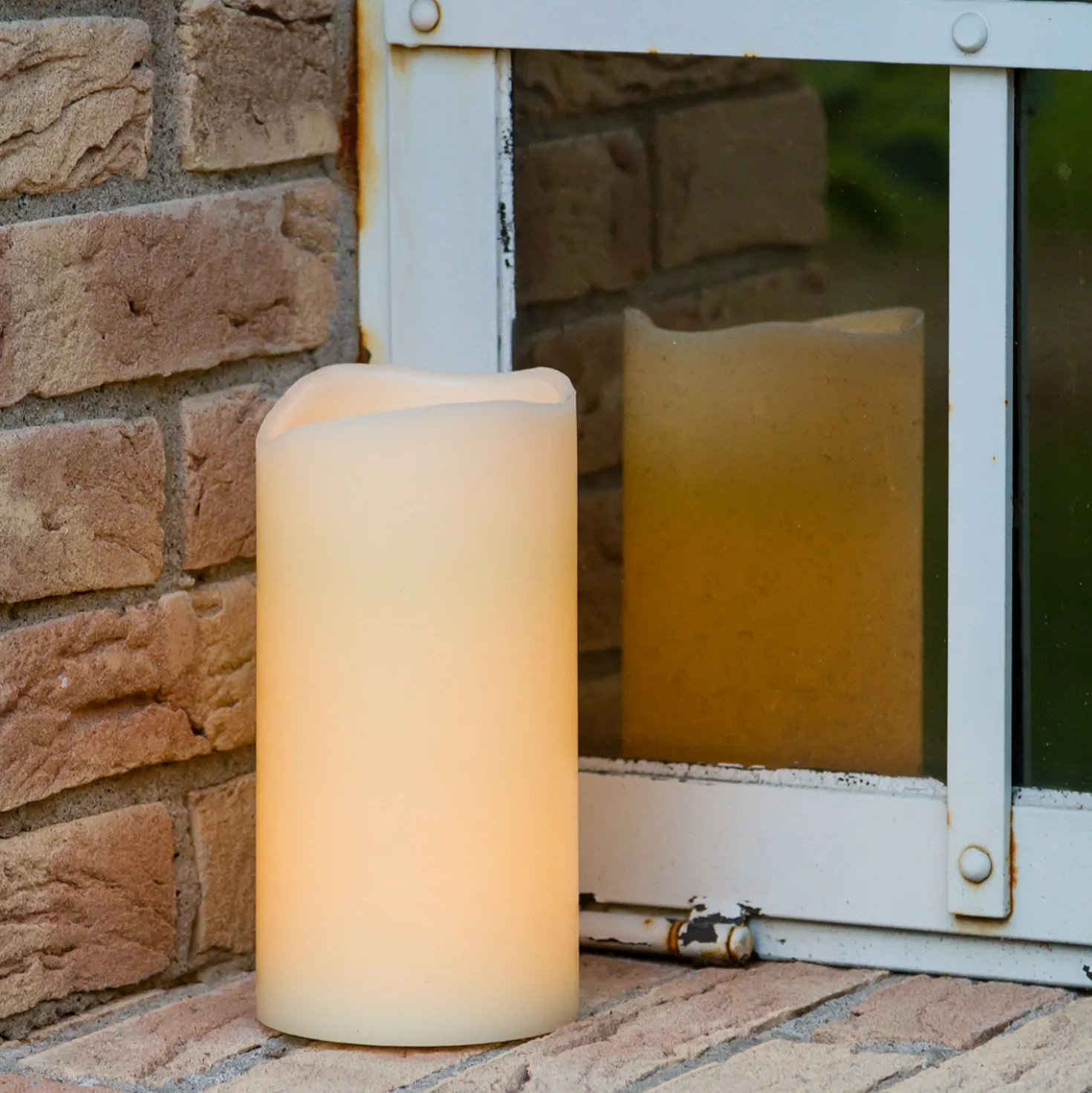 Candela avorio h 20 cm, led bianco caldo
