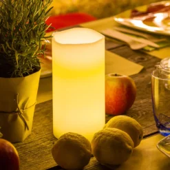 Candela avorio h 20 cm, led bianco caldo