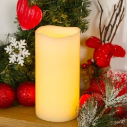 Candela avorio h 20 cm, led bianco caldo
