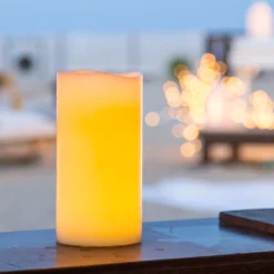 Candela avorio h 20 cm, led bianco caldo