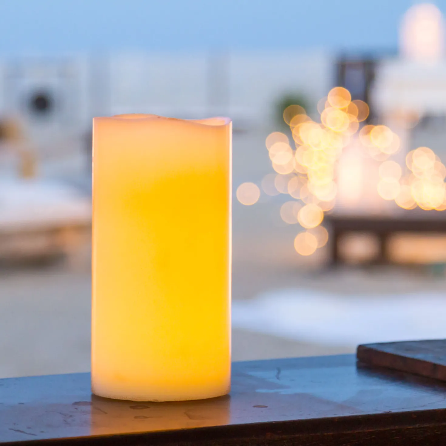 Candela avorio h 20 cm, led bianco caldo
