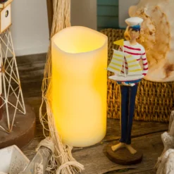 Candela avorio h 20 cm, led bianco caldo