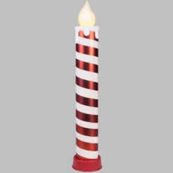 Candela Gigante bianca e rossa a batteria, h 82 cm, effetto fiamma, led bianco caldo