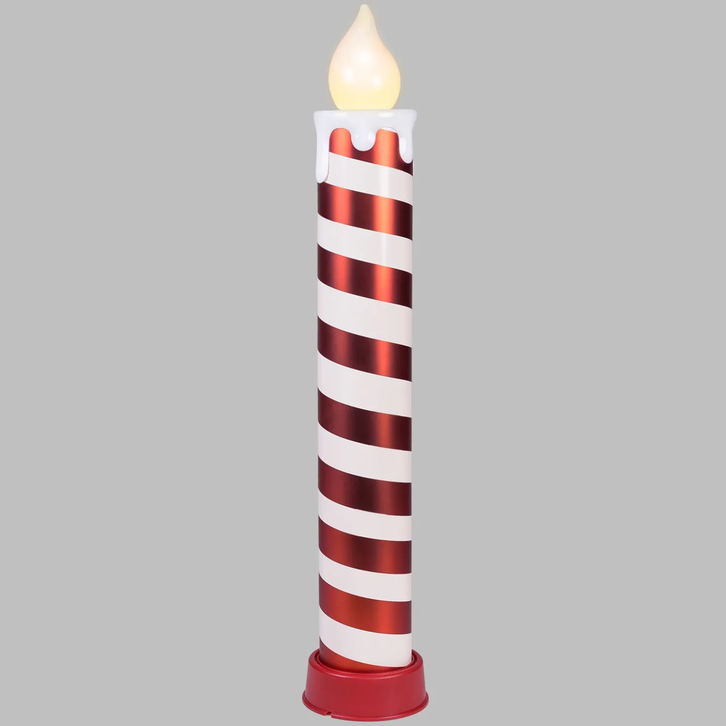Candela Gigante bianca e rossa a batteria, h 82 cm, effetto fiamma, led bianco caldo