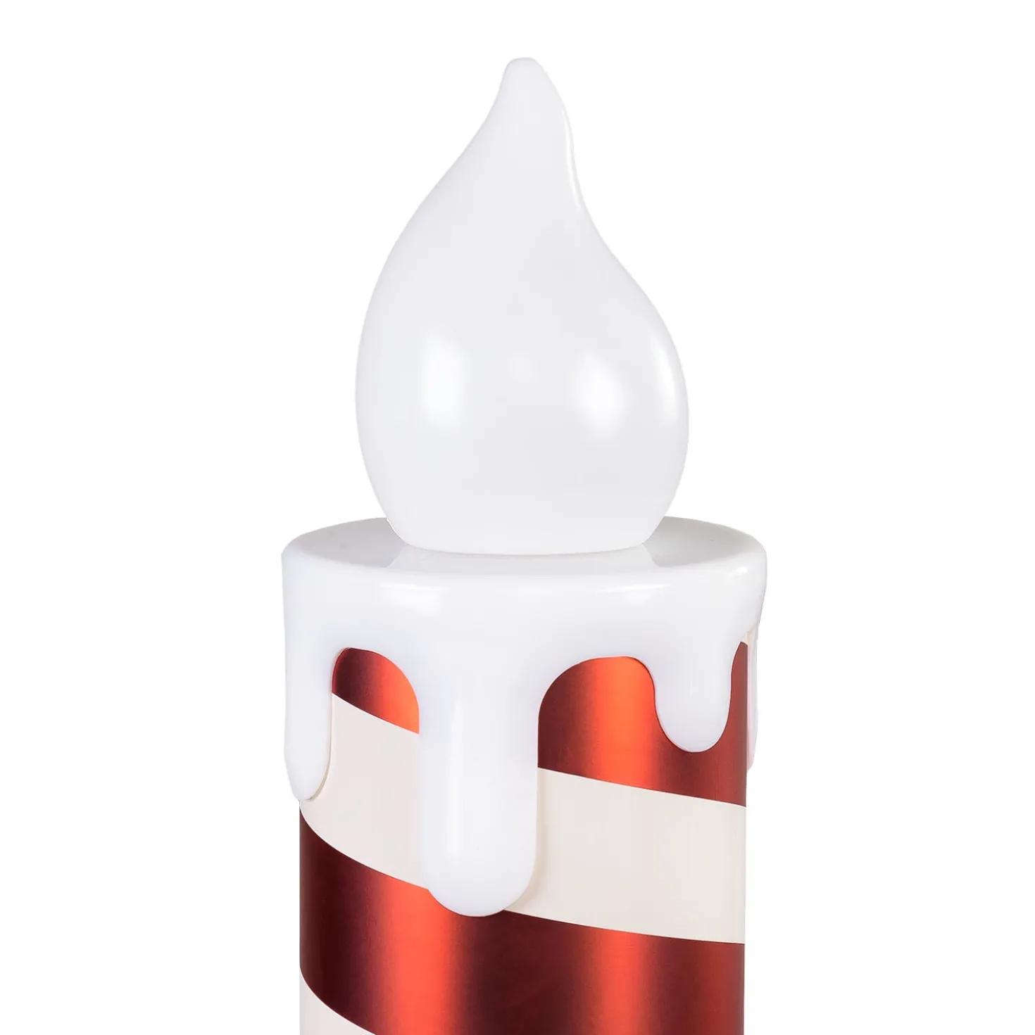 Candela Gigante bianca e rossa a batteria, h 82 cm, effetto fiamma, led bianco caldo