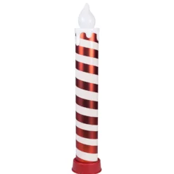 Candela Gigante bianca e rossa a batteria, h 82 cm, effetto fiamma, led bianco caldo